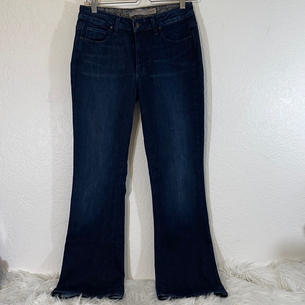 Paige Rising Glen Flare Boot Cut Mid Rise Stretch Denim Jeans Size 28